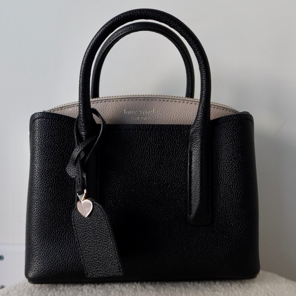 Kate Spade Margaux Mini Leather Satchel Bag - Black/Warm Beige Like New - Picture 2 of 9